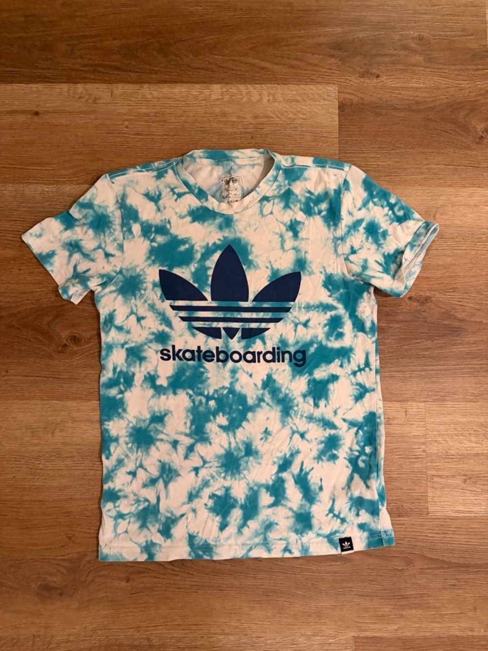 adidas Tie-Dye Trefoil Tee - Teal & White